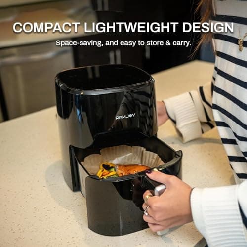 RAMJOY Air Fryer 3.8 Quarts for 1-2 people, 8-in-1 Functions, Air Fry, Roast, Bake, Broil, Preheat, Shake, Digital Small Air Fryer, Nonstick Dishwasher-Safe Basket, Compact Air Fryers, Black 7