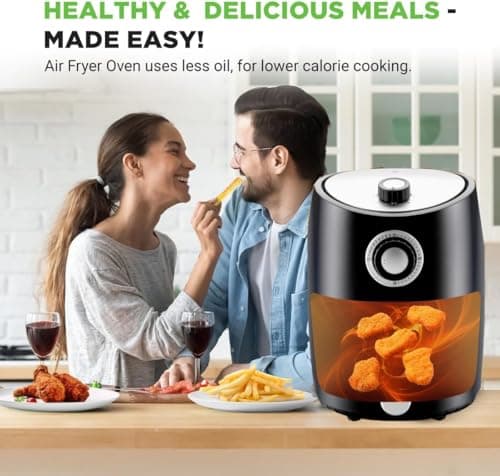 NutriChef Air Fryer - 1000w 2 Quart Capacity Personal Air Fryer, Conserve Counterspace, Oil-free cooking with Removable Deep Non-Stick Fry Basket, Black 6