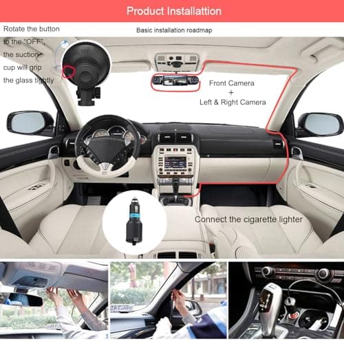 4 Channel Dash Cam 360° View, 1080P Front and Rear Inside, Left Right Dash Camera for Cars, Night Vision, WiFi & APP Control, G-Sensor, Loop Recording with 64GB SD Card (3 Channel DashCam+64G) 6