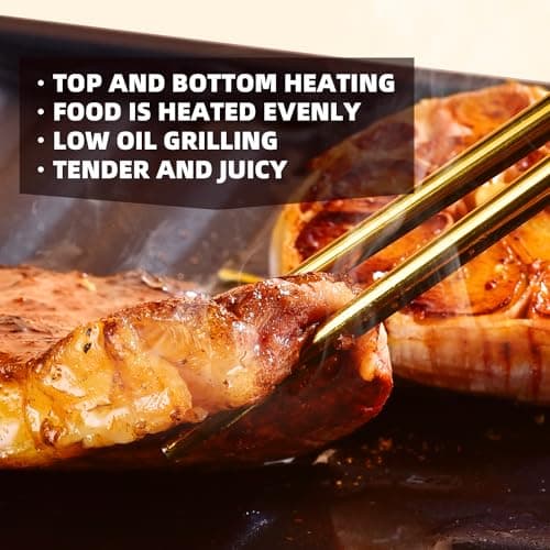 Souldou Electric Smokeless Indoor Grill Suitable for apartments 13.3 * 6.5inch w/Non-Stick Cooking Surface & Adjustable Temperature Knob from Warm to Sear for Customized BBQing… 5