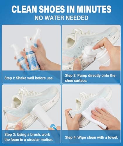 GleamGlee Shoe Cleaner 6.76 oz – Deep-Cleaning Sneaker Cleaner Kit for White Shoes, Lifts Dirt & Stains Fast, with Brush & Towel 5