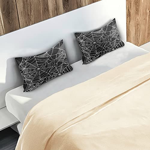 xigua Halloween Spider Web Satin Silk Pillowcase for Hair and Skin, Lightweight Soft Standard Size Pillow Cases, Cooling Pillow Covers with Envelope Closure 20x30in 6