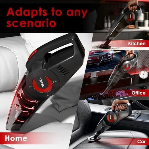 whall Handheld Cordless Car Vacuums, Wet and Dry Use 9000Pa Strong Suction Vacuums, Rechargeable Portable Vacuum Cleaner with LED, Charging Dock, Lightweight Mini Vacuum for Car, Home and Office,Coral 9
