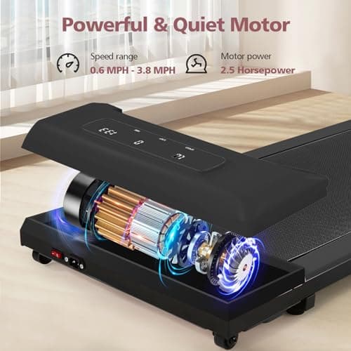 KRISRATE Walking Pad - Under Desk Treadmill with LED Display, Quiet & Portable, Installation-Free for Home Office (Black) 5