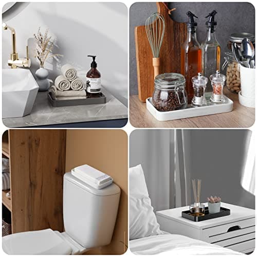 Gurygo Vanity Tray for Bathroom, 10" Ceramic Soap Dispenser Tray for Kitchen Counter, Bathroom Trays for Counter, Kitchen Tray for Soap Bottles (Black, Set/1)… 6