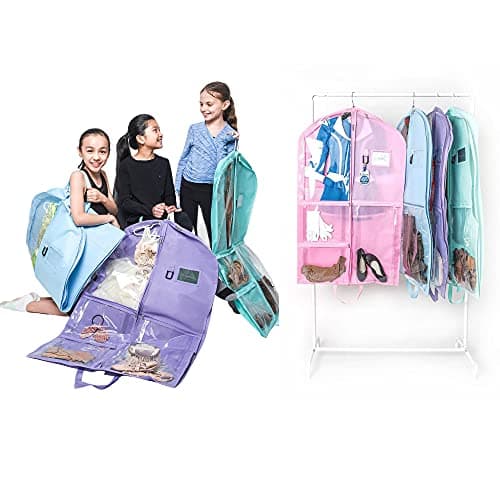 Waterproof Hanging Garment Bag 40 inch Clothes Bag with Gusset, 5 Pockets & Side Zip for Dance Costumes, Sports, Skating, Theatre, Beauty Pageants & More by Kendall Country, Lavender Purple 5