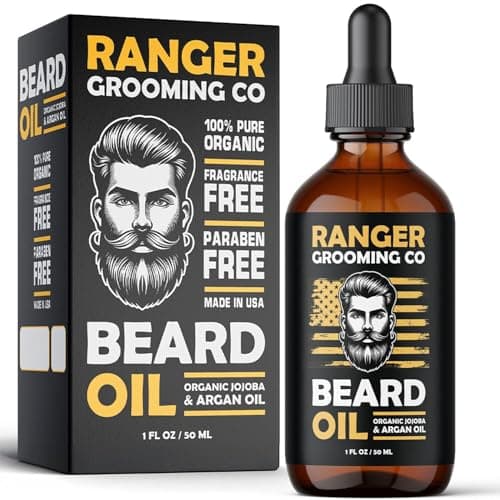 Leven Rose Ranger Grooming Unscented Beard Oil for Men - Organic Jojoba & Argan Oil - Fragrance Free - Made in USA - 1 FL OZ / 30 ML