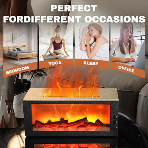 Upgraded 300ml Fireplace Diffuser Essential Oill X3,7 Colorful Large Flame Fire Humidifier Changing Aroma Diffuser for Aromatherapy Yoga Room Bedroom, Room, Office, Home with Remote Timer and Auto Off 7