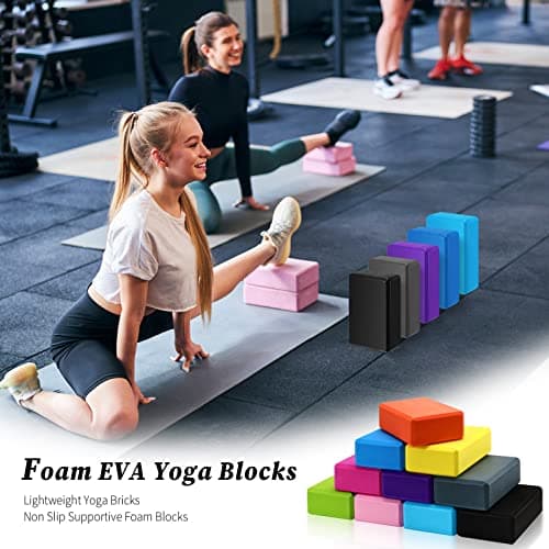 10 Pcs Foam EVA Yoga Blocks Lightweight Non Slip Supportive Yoga Bricks for Pilates Stretching and Meditation, Women Men Yogi Beginners(120g,Mixed Colors) 6