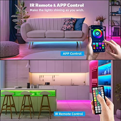 ZOZOO 100ft Led Lights for Bedroom(2 Rolls of 50ft), Smart RGB Led Strip Lights with 44-Key Remote & APP Control Music Sync with Color Changing for Home Party Festival Decoration 5