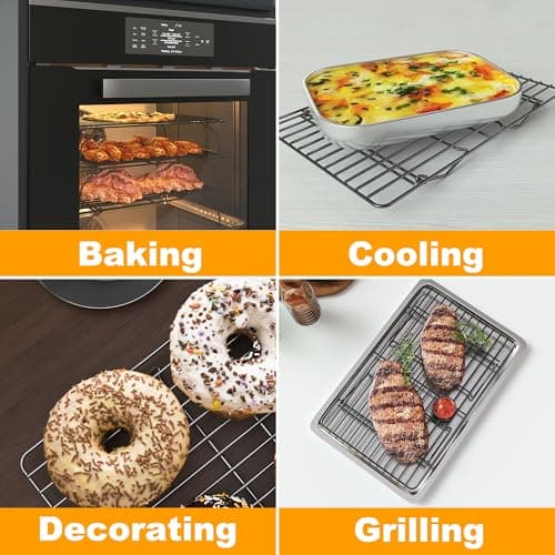 3 Tier Stackable Cooling Rack for Batch Cooling Cookie, Pizza, Cake-15.8”x 10”- Heavy Duty Cooling Racks for Cooking and Baking, Oven and Dishwasher Safe Baking Supplies-Black 6