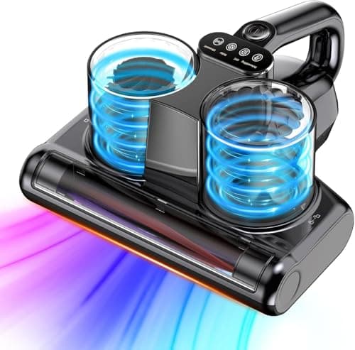 JPHYLL Mattress Vacuum Bed Vacuum Cleaner with UV 16Kpa Suction Filter 253.7nm UV-C Light & 30000 RPM/Min Brushroll Rotation & Heating & Ultrasonic Quintuple Tech, Widened Suction Port, 500W, Corded