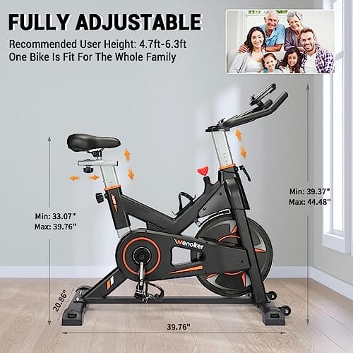 Exercise Bike, WENOKER Magnetic Resistance Stationary Bike for Home, Indoor Bike with Whisper Quiet, Heavy Flywheel and Upgraded LCD Monitor 7