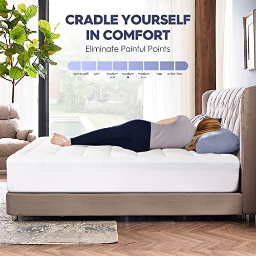 ELEMUSE Cal King Dual Layer 3 Inch Memory Foam Mattress Topper for Pressure Relief, Breathable Pillow Top Mattress Pad with Deep Pocket, Enhanced Support, Non-Slip Design & Removable & Washable 5