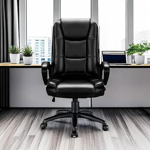 OFIKA Home Office Chair, 400LBS Big and Tall Computer Chair Heavy Duty Design, Ergonomic High Back Cushion Lumbar Back Support, Adjustable Executive Leather with Armrest 5