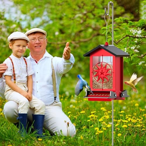 Squirrel Proof Bird Feeders for Outdoors, 5LBS Large Capacity Metal Wild Bird Feeder with Bilateral Weight-Activated Perches, Anti Squirrel Bird Feeders for Outside Finch, Cardinal, Blue Jay 8