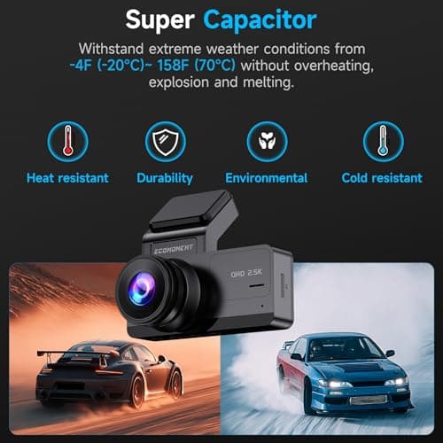 Dash Cam Front and Rear, 2.5K Dual Dash Camera for Cars, Car Camera with 3.16" IPS Screen, 170° Wide Angle, WDR Night Vision, G-Sensor, 24H Parking Monitor, 32GB Card Included, Support 256 GB Max 8