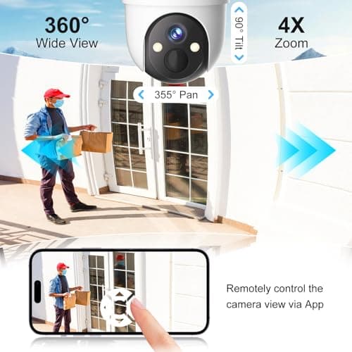 Apone 4G LTE Cellular Solar Security Camera, No WiFi Security Camera, 360° View, 2K Color Night Vision, Motion Detection, 2 Way Audio, Motion Alerts, Built in SIM Card for Jobsite Dock Garage Barn 6