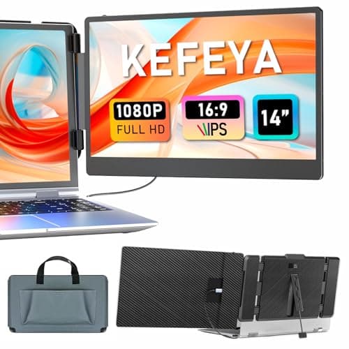 KEFEYA Laptop Screen Extender, 14" Portable Monitor for Laptops 13-17", 1080P FHD IPS Monitor Extender for Laptop with USB-C/HDMI Port, Plug n Play for Windows/Chrome/Mac/Switch/PS5