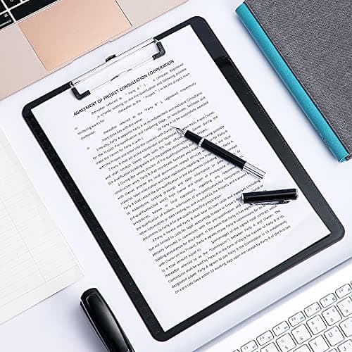 Amazon Basics Sturdy Plastic Clipboards, Low Profile Clip, Lightweight Versatile Office Supplies for Classrooms, Restaurants, Doctor Offices, Black, 2-Pack 6