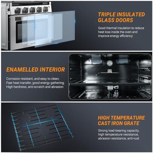 AMZCHEF 17 Inch 3-Burner RV Gas Range with 1.24 Cu.Ft Oven, High Output Propane Stove for Mobile Home, Camper, Apartment, Stainless Steel 5