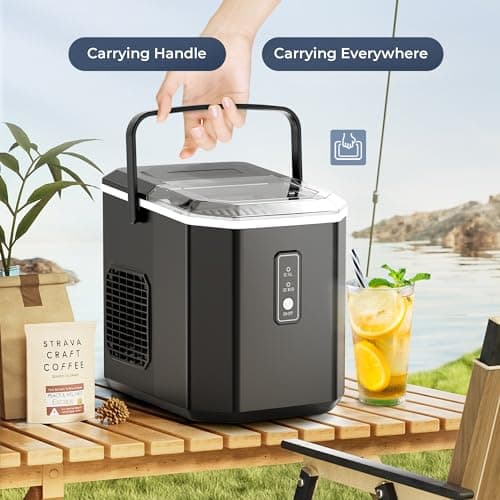Euhomy Portable Countertop Ice Maker - 9 Cubes in 6 Mins, 26lbs/Day, Self-Cleaning with Ice Scoop & Basket, Compact for Home/Kitchen/Office/RV (Black) 5