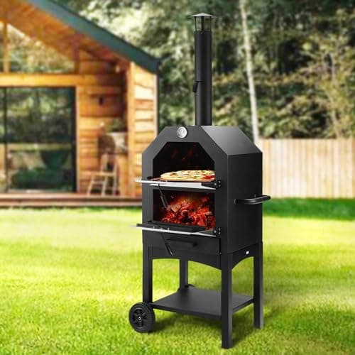 Dawmilon Outdoor Wood Fired Pizza Oven for Backyard and Camping - Portable Patio Pizza Maker with Baking Stone, Peel, Grill Rack and Waterproof Cover 7