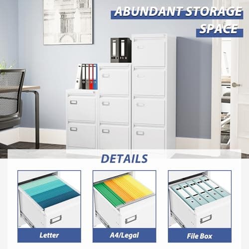 Anxxsu 4 Drawer File Cabinet, Filing Cabinets for Home Office, Metal Vertical File Storage Cabinet with Lock, Locking File Cabinet for A4 Legal/Letter, 15" W x 17.7" D x 50.1" H, Assembly Required 6