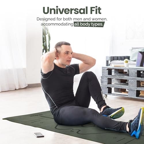 Robust Non-Slip Yoga Mat with Strap, TPE Eco-Friendly Workout Mat for Yoga with Position Lines and Texture Surface, Gym Mat for Women Men, Pilates and Exercises Anti Tear Sweat Proof Exercise Mat 7