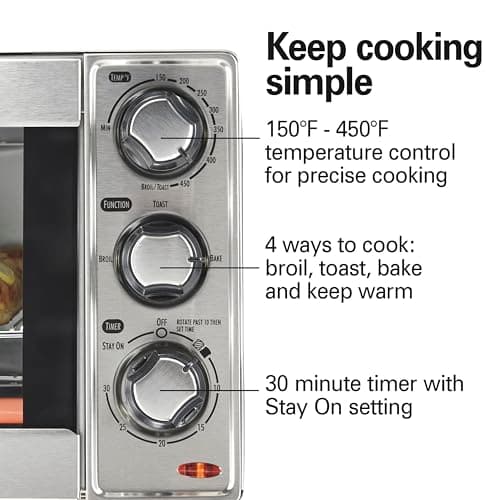 Hamilton Beach Countertop Toaster Oven & Pizza Maker Large 4-Slice Capacity, Stainless Steel (31401) 5