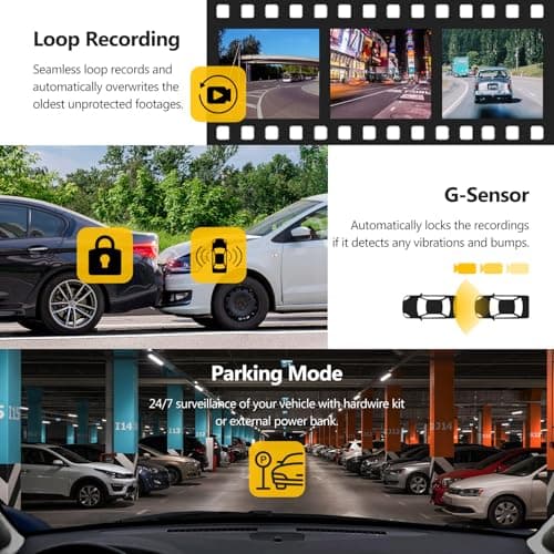 Z-Edge T4 Dash Cam Front and Rear, 4K Dual Dash cam, 2K+1080P Front and Rear, Touch Screen WiFi Car Camera, WDR, Night Vision, G-Sensor, Loop Recording, 24 Hours Parking Mode, Support 512GB Max 7