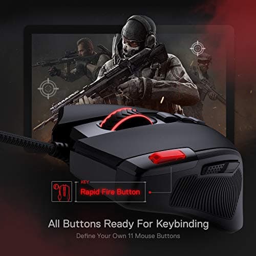 Redragon M612 Predator RGB Gaming Mouse, 8000 DPI Wired Optical Mouse with 11 Programmable Buttons & 5 Backlit Modes, Software Supports DIY Keybinds Rapid Fire Button 5