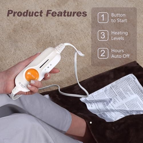 Gintao Electric Heated Foot Warmers for Men and Women,Foot Heating Pad Electric with Fast Heating Technology,Heating Pad Feet Warmer Auto Shut Off with 3 Temperature Setting,22×20 inches,Brown 5