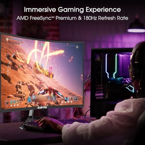 Sceptre New 24-inch Curved Gaming Monitor 1080p up to 180+Hz DisplayPort HDMI 100% sRGB, AMD FreeSync Build-in Speakers Machine Black 2026 (C248B-FWT168 Series) 6