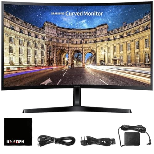 Samsung S36GD 27" Curved Monitor – LCD FHD, 16:9, 1920x1080, HDMI, VGA, VESA, Eye Saver & Flicker-Free Tech – Boomph's Comprehensive Ultimate Performance Cloth Solution for Your Workspace