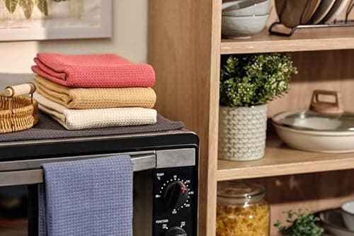 LANEPORTIA Waffle Weave Kitchen Towel - 100% Cotton - 15x25 Inches with with Hanging Loop, 4-Pack Quick Drying Dish Cloth, Tea and Hand Towels, Spring Easter Summer Soft Cloth Rags - Beige 5