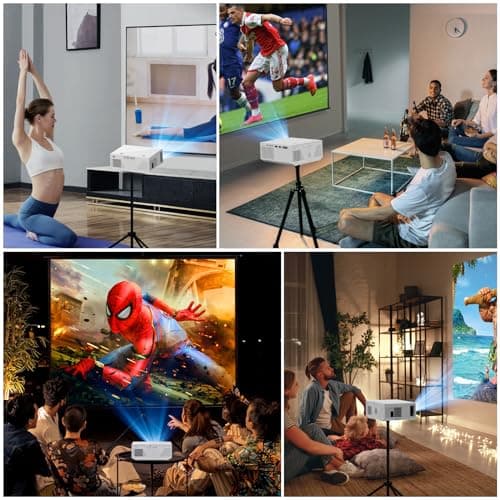 Projector with WiFi and Bluetooth, 16000Lumens Portable Mini Projector,Native Full HD 1080P Outdoor Movie Projector,Smart Projector Compatible with Android/iOS/Windows/TV Stick/HDMI/USB 6