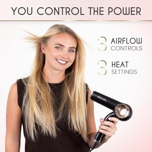 ELLA BELLA® Professional Ionic Hair Dryer (Foldable) • Negative Ion Blow Dryer • Perfect for Travel • Intelligent Heat Control & Rapid Drying Speeds • Lightweight Design • Low Noise Technology 5