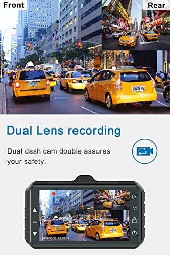 Dash Cam Front and Rear CHORTAU Dual Dash Cam 3 inch Dashboard Camera Full HD 170° Wide Angle Backup Camera with Night Vision WDR G-Sensor Parking Monitor Loop Recording Motion Detection 2