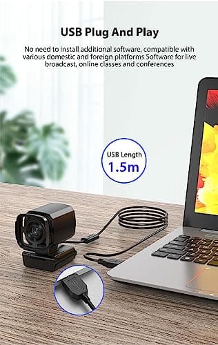 TaKicola Webcam for PC, AI Auto Tracking, Remote Control, in-line Dual Noise Canceling Microphones, Full HD 1080P Video Calls, 73° Angle View, Privacy Shutter, USB Plug and Play, Low Light Correction 6