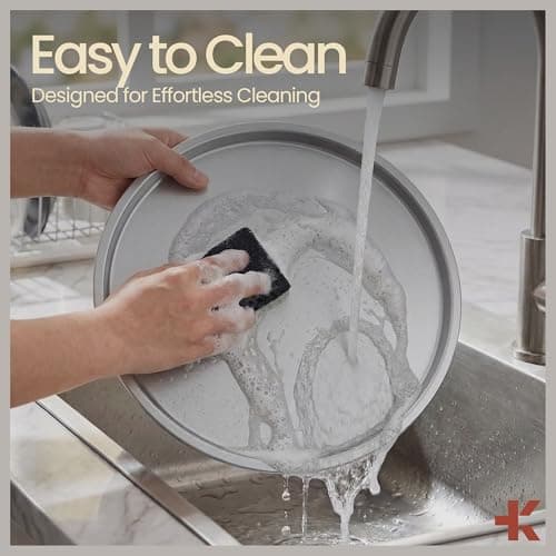 Bakken Swiss Pizza Tray Set 3-Piece – Gray Ceramic Coating, Non-Stick, Round Steel Pizza Pans - Dishwasher Safe, Premium Bakeware for Home Cooking Heatly coating 7