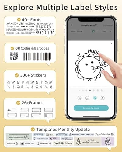 Makeid L1 Label Maker Machine with Tape - Portable & Rechargeable Label Makers Compatible with 9 12 16mm Waterproof Tape - Mini Bluetooth Labeler for Organizing Home Office School 5