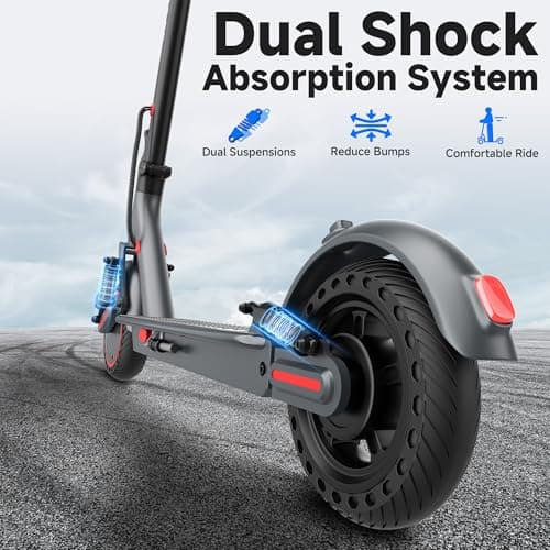 WTRHXA Electric Scooter Adults with Dual Suspensions, 350W/500W Motor, 19/22 Mph Speed, 23-31 Miles Ranges, 8.5"/10" Solid Tire, Folding E-Scooter Adult 5