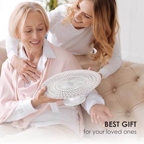 Amici Home Rochester Footed Glass Cake Stand | Round Vintage Style Cake Plate | Serving Platter for Cupcakes, Cookies | Dessert Display Stand for Parties, Weddings, and Gift (Iridescent Luster) 6