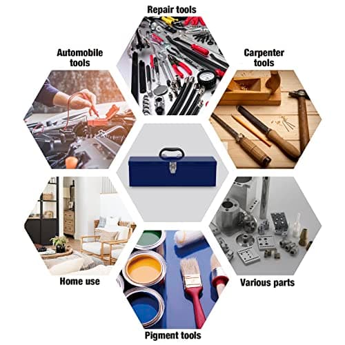 TCE ATB101U Torin 19" Hip Roof Style Portable Steel Tool Box with Metal Latch Closure and Removable Storage Tray, Blue 7