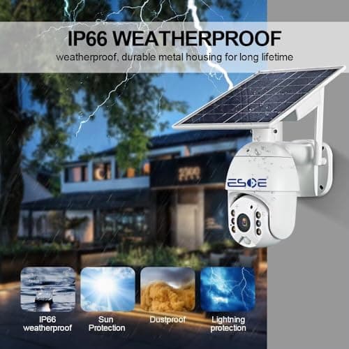 ESOE UBOX APP 2MP WiFi 4G Solar PTZ Camera IP Surveillance 1080P 4G Wireless Panel Battery Power CCTV Solar Camera (1920 x 1080,WiFi) 8