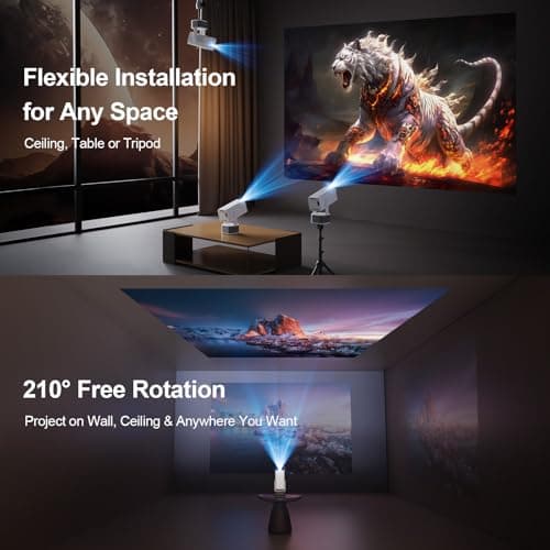 【10W Dolby Audio丨Enhanced Brightness丨Auto Focus】Mini Projector 4K Support - Smart Portable Projector with WiFi 6 and Bluetooth 5.4: Built in Apps, 330 ANSI, 180°Rotatable, for Indoor/Outdoor Use 7