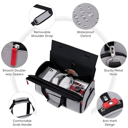 Vessgra Rolling Garment Bags for Travel, Garment Bag with Wheels, Convertible Garment Duffel bag, Carry On Garment Bag with Shoe Compartment, Rolling Duffel Bag with Detachable Trolley System-Grey 5