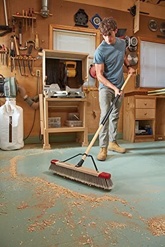 Harper 24 Inch Indoor Push Broom, Premium Heavy Duty Smooth-Surface Floor Cleaning with Flagged Bristles, Home and Garage Sweeping, Gray 13