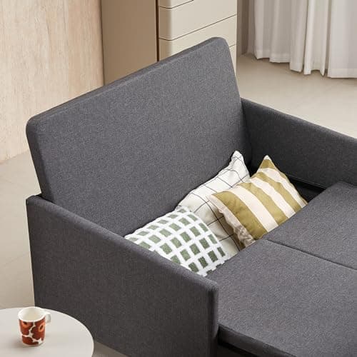 XSPRACER 3-in-1 Convertible Sleeper Sofa, Loveseat Sofa Couch with Pullout Bed and Storage for Living Room, Bedroom, Balcony, RV,Dark Gray 5